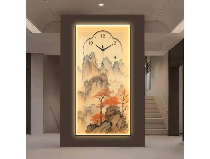 Peinture décorative d'entrée, décorations murales lumineuses, décoration intérieure, horloge murale, articles de décoration intérieure, horloges