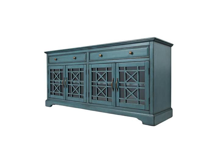 Furnlux Sideboard Avola Blau 178x49x82 cm, Holz, 178x82x49 cm, Kleinmöbel, Kommoden, Sideboards