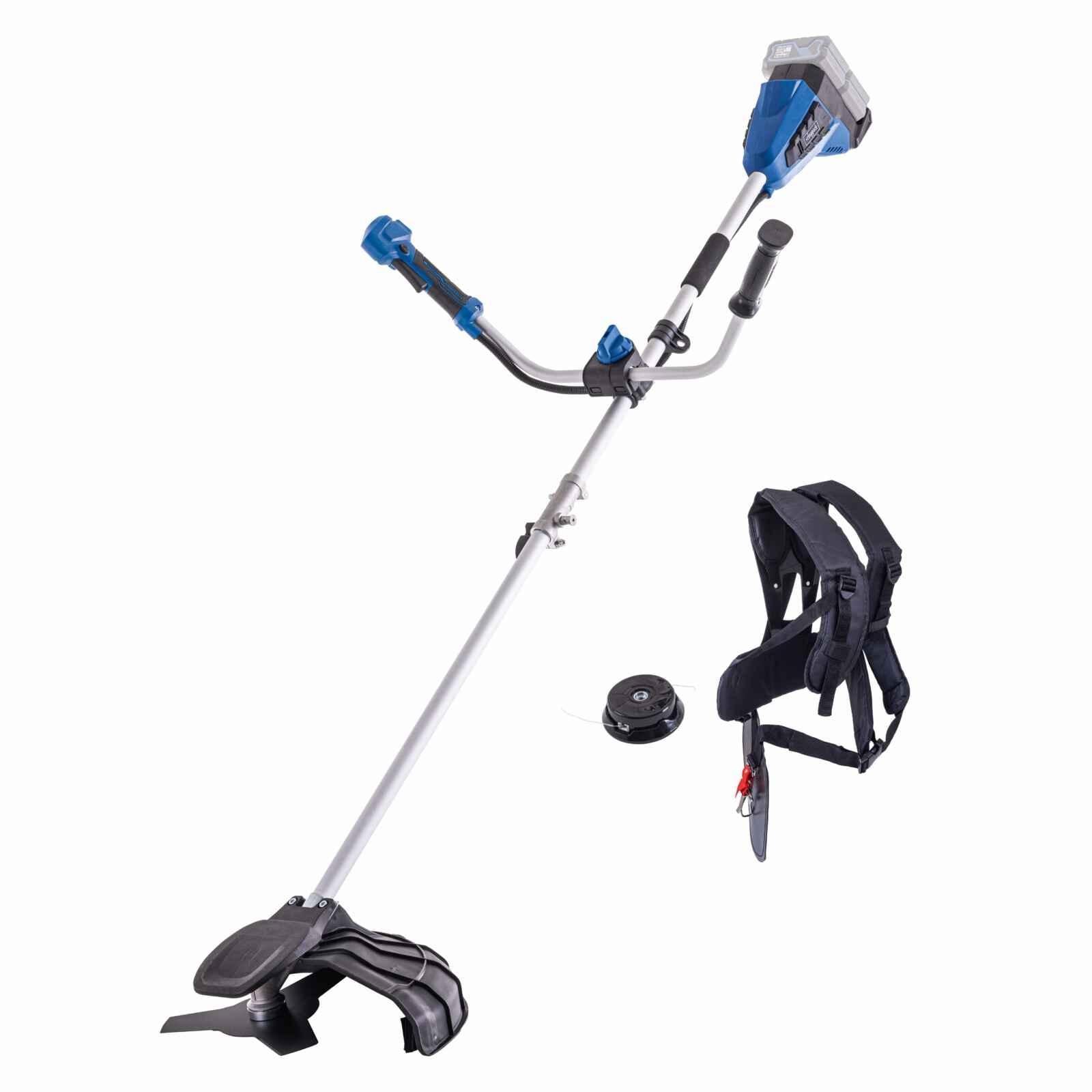 Scheppach Accu-grasmaaier en grastrimmer BC-BCH380/40 - 2x20V met schoudergordel, 380mm snijbreedte trimmer en 255mm snijbreedte grasmaaier