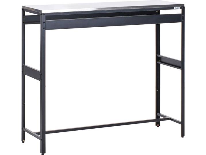 BELIANI Outdoor-Bartisch Schwarz Stahl 120 x 40 x 105 cm mit Edelstahlplatte Modern Outdoor-Küchenmöbel für Garten Draußen Außenbereich