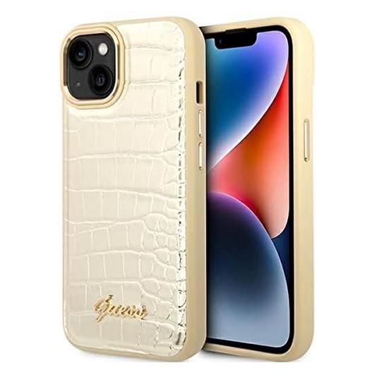 Guess GUHCP14MHGCRHD iPhone 14 Plus 6,7" złoty/gold hardcase Croco Collection (Apple iPhone 14 Plus, Apple iPhone 15 Plus) (GUE002267-0)