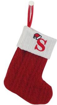 Inspired Living Cozy Knitted Mini Christmas Stocking With AZ Letter, Snowflake Design & Hanging Loop s