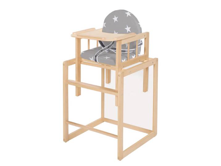 roba Little Stars Chaise Haute en Bois Évolutive avec Coussin de Siège Rembourré et Plateau Amovible (Naturel)