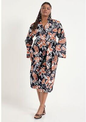 Plus Size Women's Midi Wrap Dress by June & Vie in Batik Floral (Size 14/16)