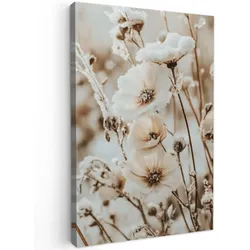LEINWANDBILD Blumen - Winter - Weiß - Schnee - Beige Deko Wohnzimmer 20x30 cm
