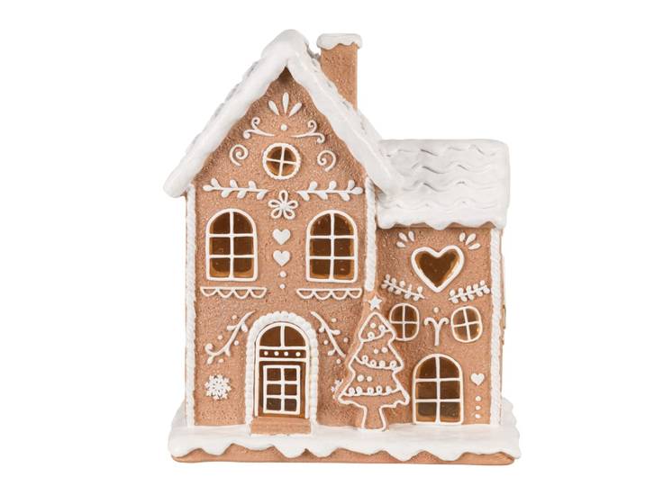 Weihnachtsdeko Lebkuchenhaus, beige und weiß