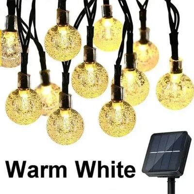 Quick Pick Pro Solar String Lights Outdoor Crystal Fairy Lights With Lighting Modes For Garden Patio Decor warm White 30led(6.5m)