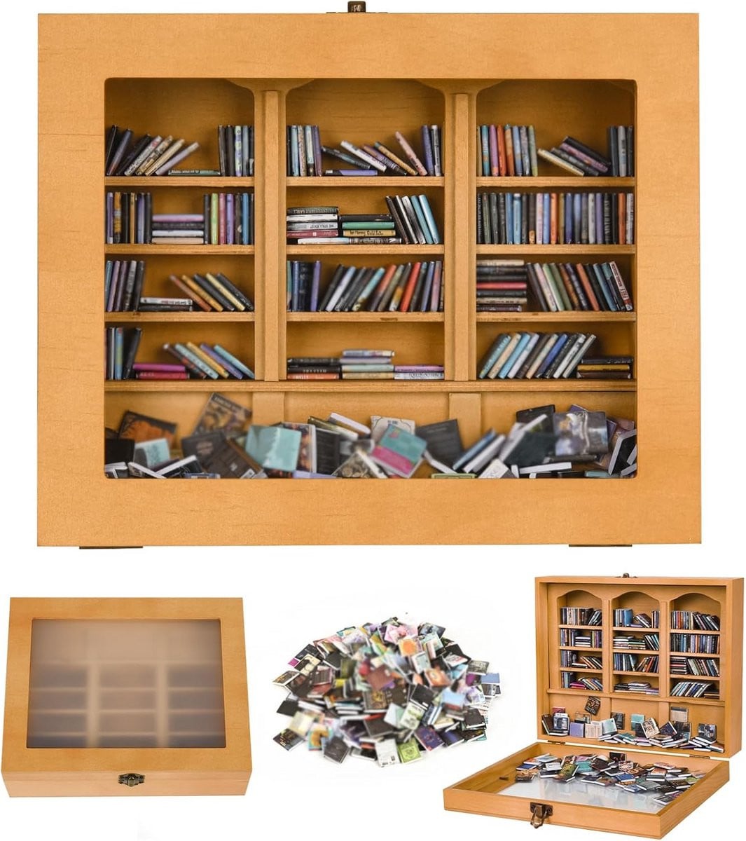 Mini Boekenplank met 300 Mini Boeken voor Stressverlichting