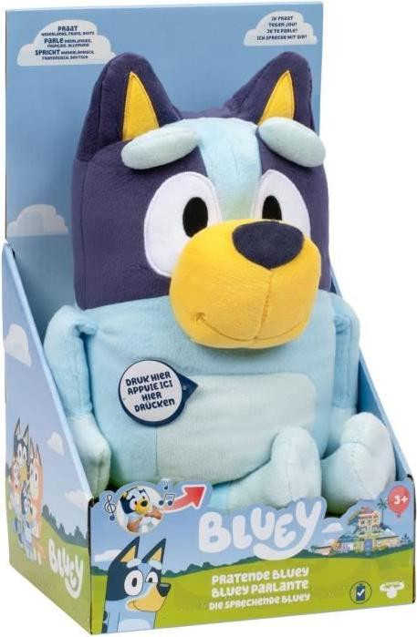 Sprekende Pluche Bluey knuffel met officiële stem en muziek, 33 cm
