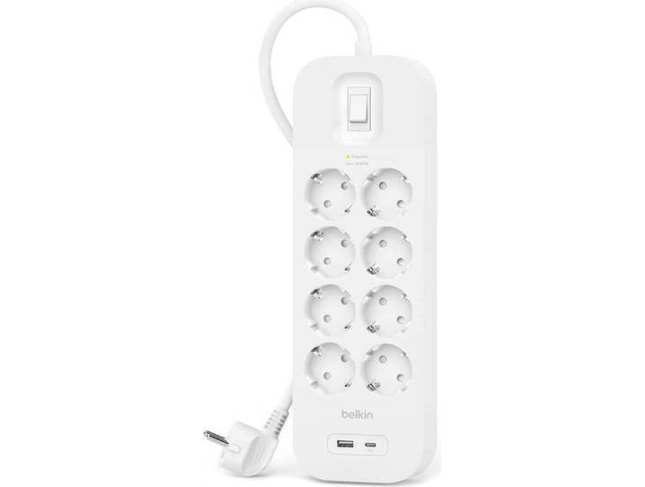 Belkin Steckdosenleiste 8-fach + USB-A+C\,900J\,18W\,2m SRB003vf2MV2