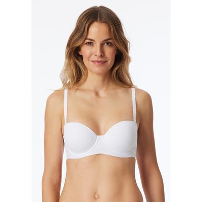 Bandeau-BH SCHIESSER "Unique Micro", Damen, Gr. 95, Cup A, weiß (100, weiß), Single Jersey, Obermaterial: 70% Polyamid, 30% Elasthan, BHs Bandeau-BH