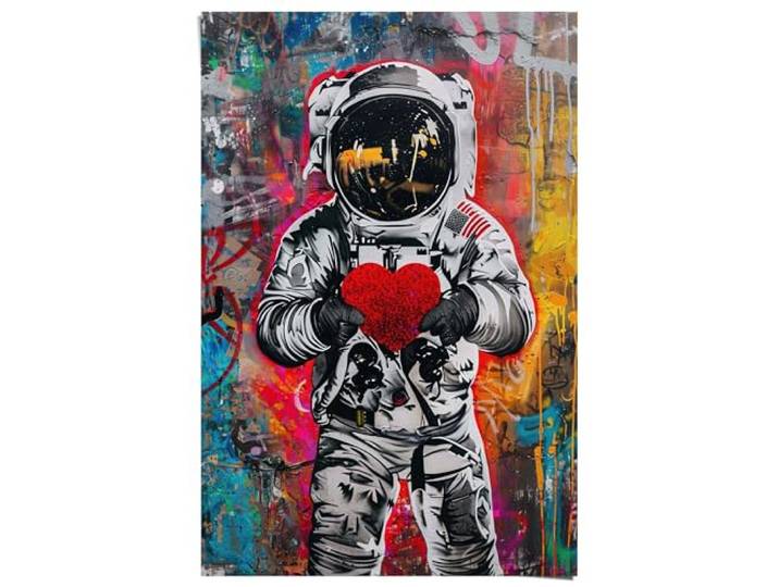 Poster, Astronauten-Graffiti, Kinderzimmer, Bilderdruckpapier, 91,5 x 61