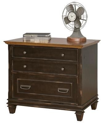 Martin Furniture Hartford Wood Lateral File With Locking Legal/Letter File Drawer, Storage Cabinet, Black