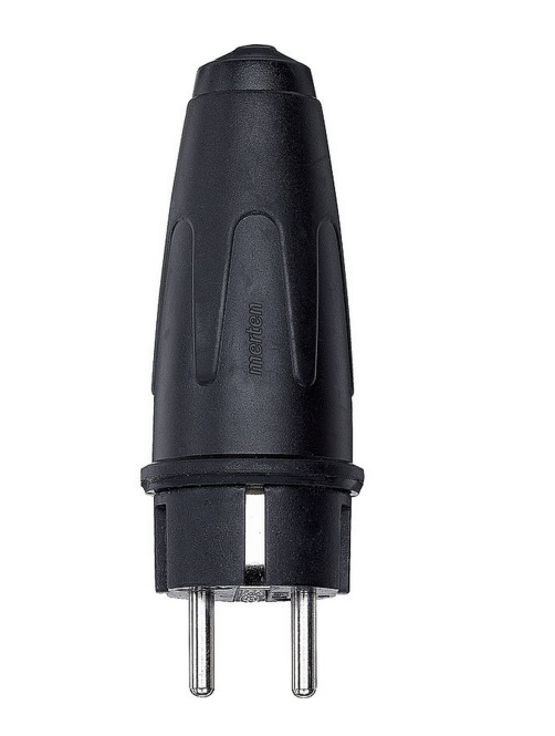 Merten Vollgummi-SCHUKO-Stecker, schwarz 122051 16A, 250V
