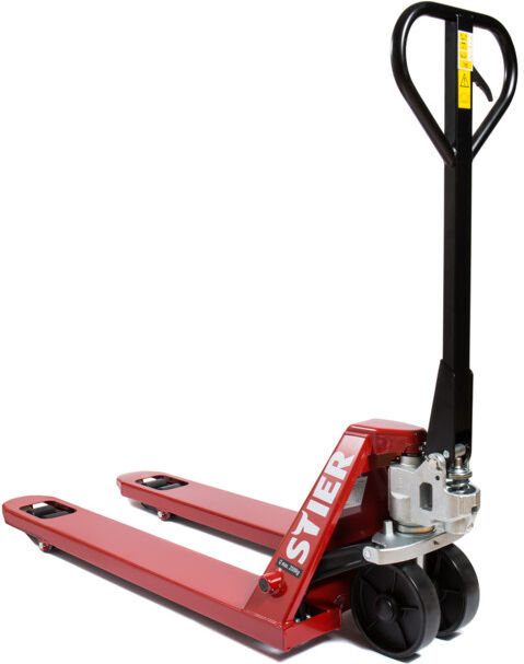 Transpalette STIER, charge 2 500 kg, longueur des fourches 1 150 mm, chariot élévateur manuel, transpalette, galets en nylon, angle de braquage 210°, transpalette à main, transpalette 2 500 kg (902681)
