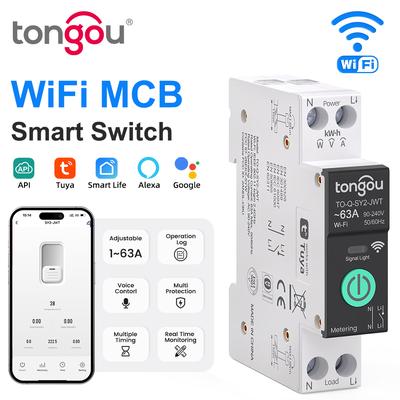 Tuya WiFi Smart Circuit Breaker With Power Monitoring And Remote Control Tuya WiFi Smart Circuit Breaker With Power Monitoring And Remote Control