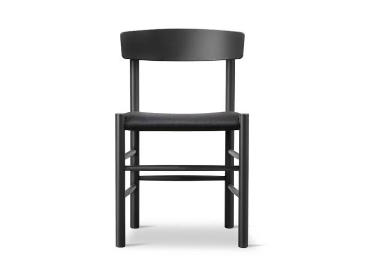 Fredericia Furniture J39 Stuhl Schwarz lackierte Buche-Schwarz Canvas
