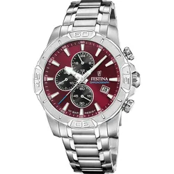 Festina Quarz Herren Timeless Chronograph F20704/7 - rot,Edelstahl - 45mm