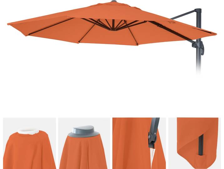 Sonnenschirmbezug HWC-A96, 8 Streben rund Ø3m 220g/m² Polyester, Ersatz-Bezug z.B. für Ampelschirm HWC-A96 terracotta