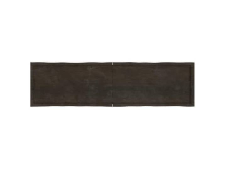 KTHLBRH Tischplatte Eiche massiv 200 x 50 x (2-6) cm Dunkelbraun Handgearbeitete Zierkante Ersatzfläche klappbar innen