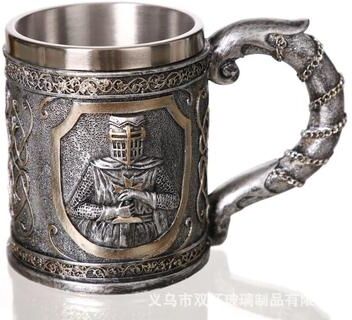 Uplift Essentials IronThrone Retro Stainless Steel Skull Beer Mug warrior