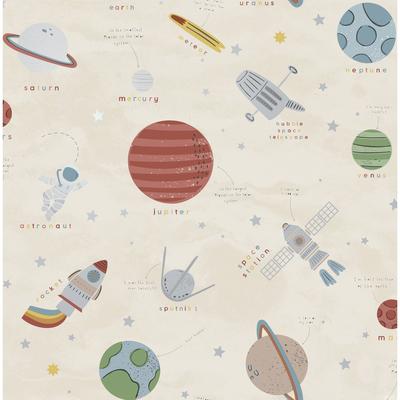 Advantage Space Adventure Beige Outer Space Wallpaper
