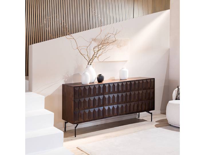 Enfilade massive Rafha 160 x 76 x 40cm Marron/Marron