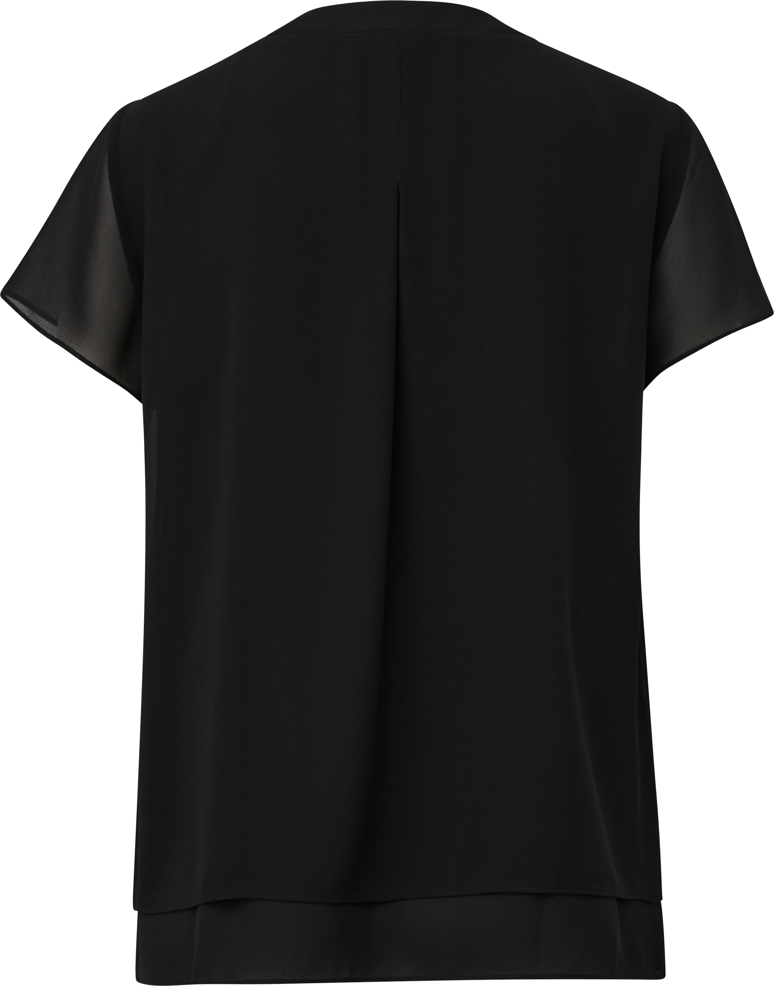 Shirtbluse S.OLIVER BLACK LABEL, Damen, Gr. 36, schwarz, Web, Obermaterial: 100% Polyester, unifarben, normal normal, V-Ausschnitt, Blusen Shirtbluse, in Doppel-Layer-Optik und mit V-Ausschnitt schwarz 36