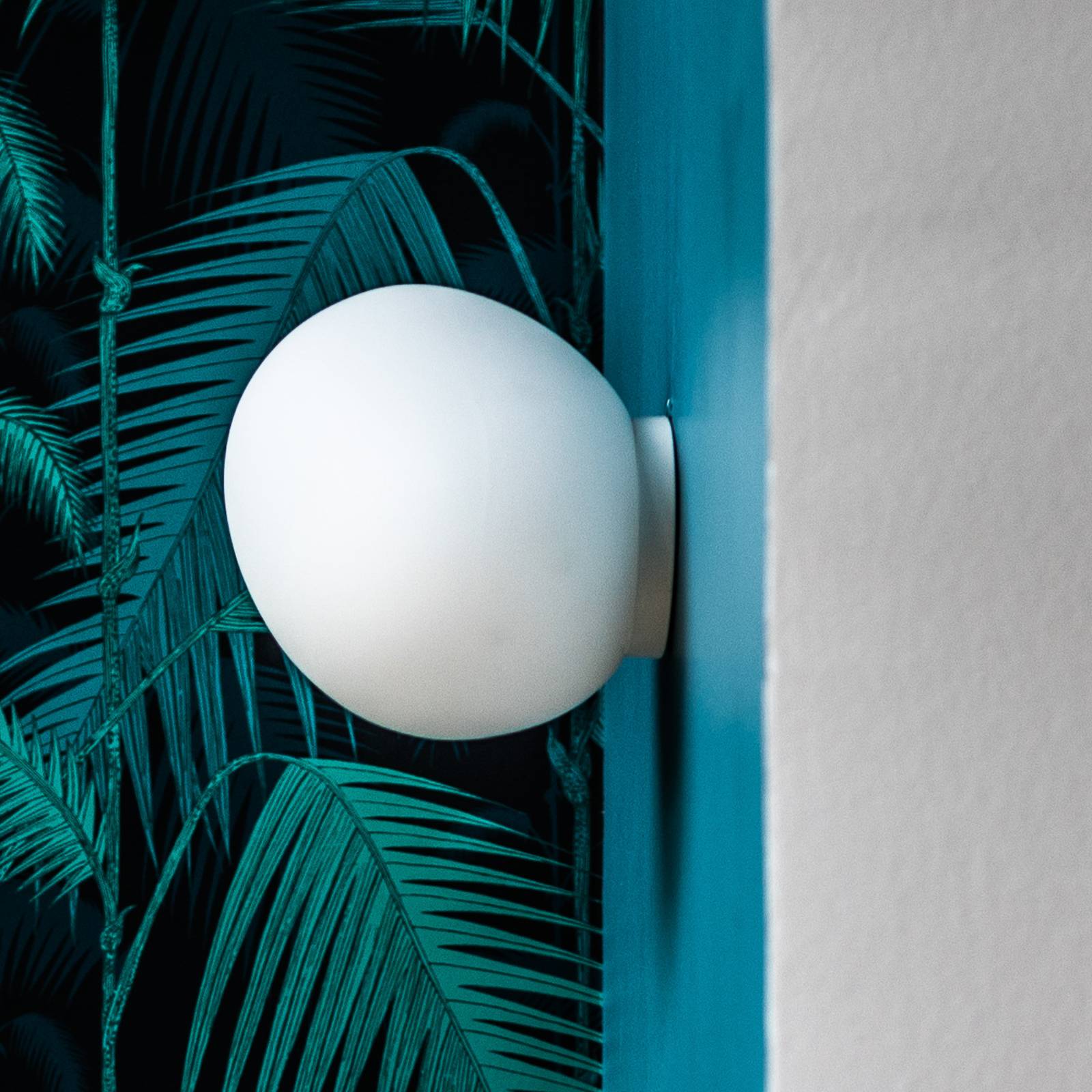 Foscarini Design Wandlampe Gregg piccola, dimmbar, weiß / opal, für Flurbereich, Glas, Design, Wandleuchte, Wandlampe Innen