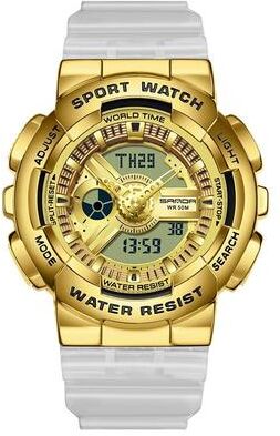 Everyday Crate SANDA 3137 Digital Sports Watch Waterproof Dual Display Luminous TPU Strap Watch transparent Gold
