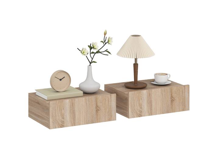 Homcom Lot de 2 tables de chevet murales, tables de chevet flottantes avec 1 tiroir, tables d'appoint pour chambre à coucher, salon