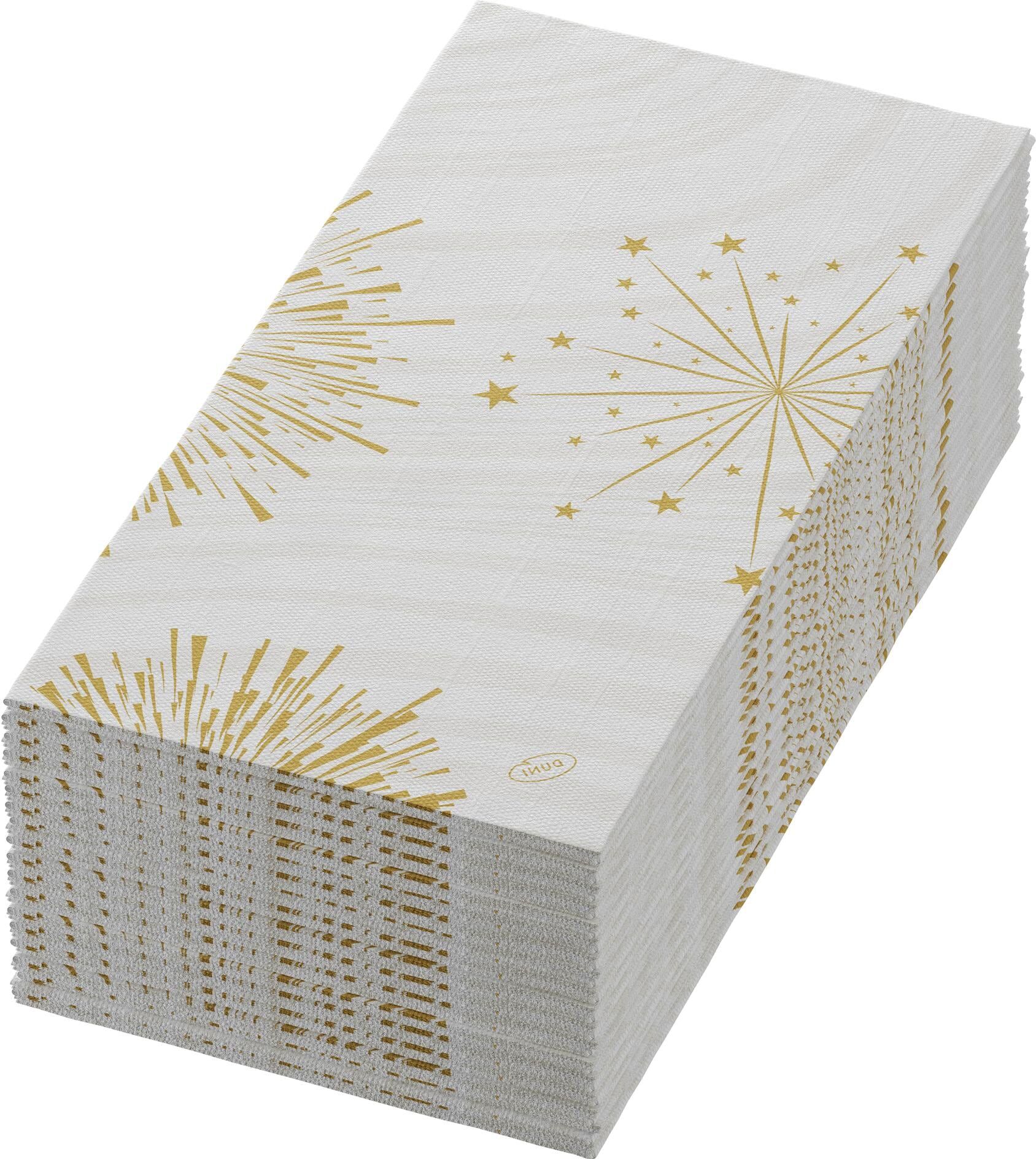 Papierserviette "Duni Bio DSF 1/8, 40 x 40 cm 60 Stück", gold (weiß, gold), B:40cm L:40cm, Servietten, Papierserviette weiß, gold Papier