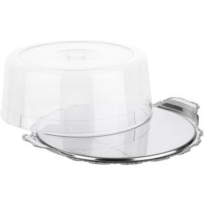 APS Tortenplatte 6503 Barok, mit Haube, aus Edelstahl 18/0, Ø 32 cm, silber