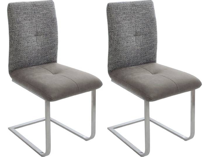 K+W Komfort & Wohnen Freischwinger Giacomo II (Set, 2 St), mit Metallgriff am Rücken, Sitz und Rücken gesteppt in Materialmix