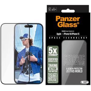 PanzerGlass Displayschutzfolie 2853 Ceramic, Ultra-Wide Fit, Apple iPhone 15/16, aus Hartglas