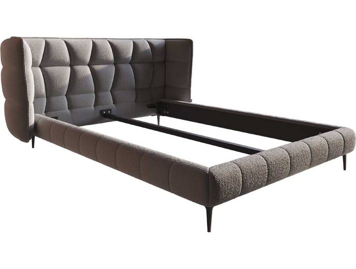 DELIFE Polsterbett Capujo, Bouclé Silbergrau 140x200 cm