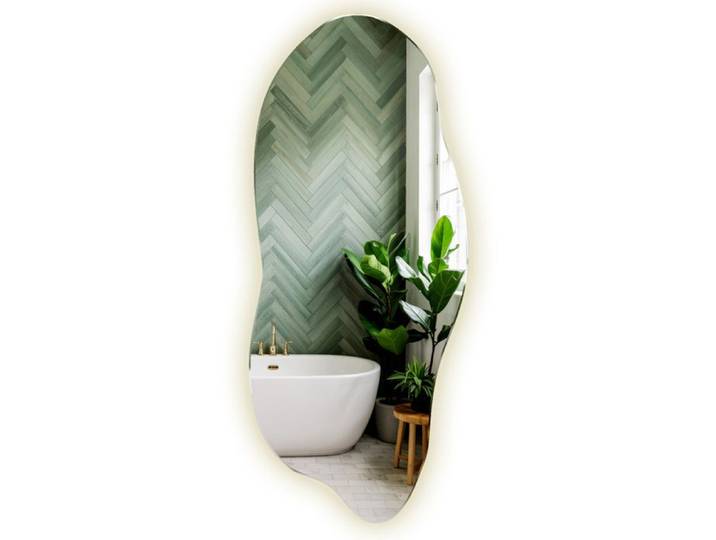 Miroir mural LED irrégulier style contemporain pour salle de bain 35 x 80 cm - lumière neutre
