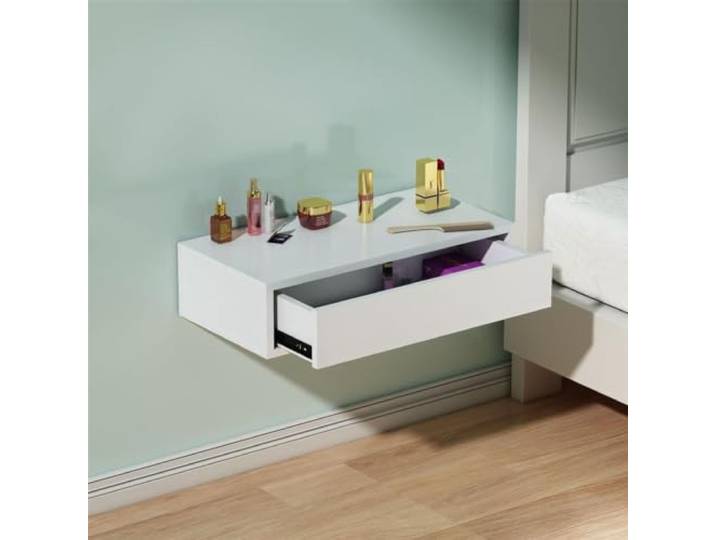 PGZMDTWI Schwebender Schminktisch, Wandorganizer aus Holz Platzsparende Schubladen, Moderner Minimalismus für Schlafzimmer, Wohnzimmer und Arbeitsbereich(A,60cm23.62in)