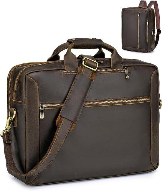 Umhängetasche 3-in-1, 17,3 Zoll - Echtes Leder - Vintage-Laptop-Tasche - Perfekt für den Business-Bereich