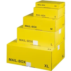 smartboxpro Versandkarton MAILBOX XS 250x155x38mm gelb/anthrazit Packung mit 20 Stück