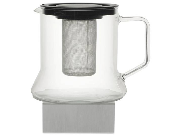Novel Teekanne, Klar, Schwarz, Silberfarben, Metall, Glas, 1,8 l, ISO 9001, Lfgb, Siebeinsatz, Stövchen, Geschirr, Kannen & Karaffen, Teekannen
