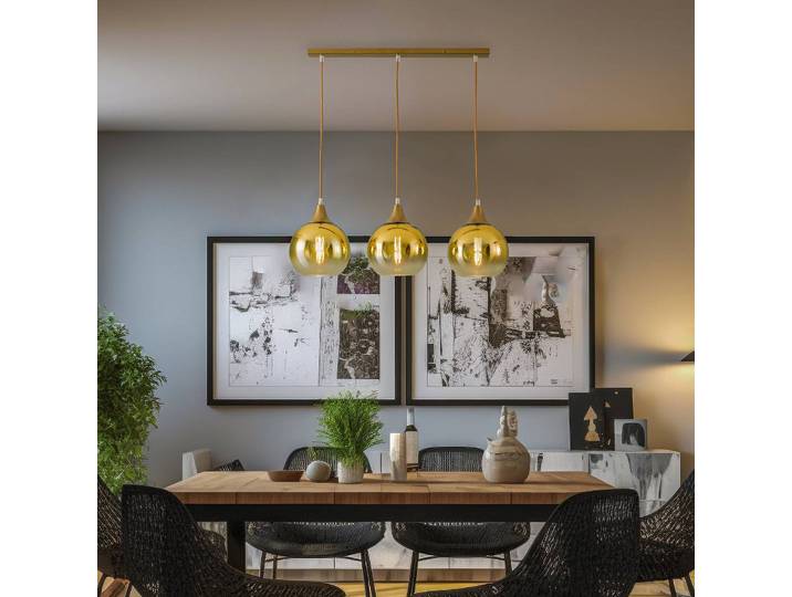 Glas Hängelampe Monte Eko-Light, dimmbar, messing / gold, für Wohn- / Esszimmer, Glas, Modern, Pendelleuchte