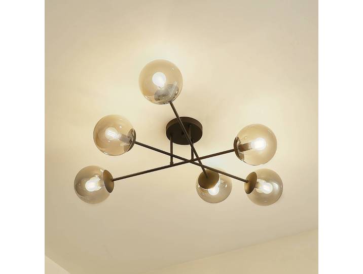 Deckenlampe Isamer Lindby, dimmbar, schwarz, für Wohn- / Esszimmer, Metall, Modern, Deckenlampe