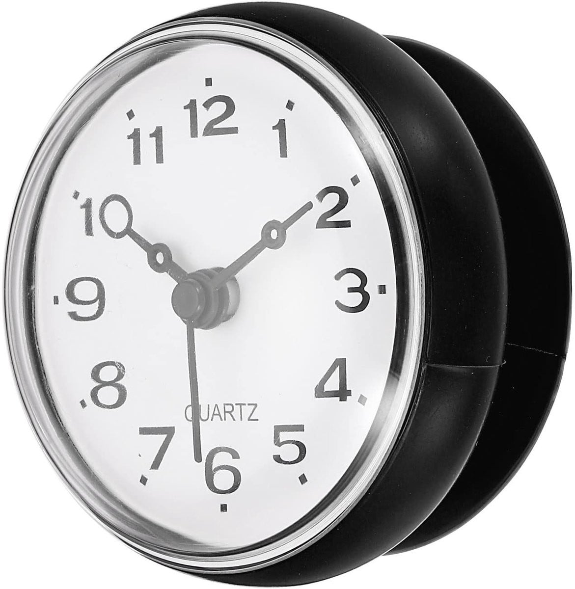 Waterdichte Badklok - Mini Ronde Wandklok met Zuignap voor Badkamer en Keuken - Zwart