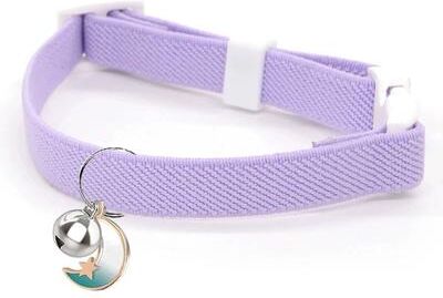 Uplifted Finds Fashion Stretch Elastic Safety Cat Collar With Locator Bell purple s