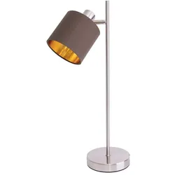 Nachttischlampe Tischleuchte Beistellleuchte Textil braun Spot schwenkbar E14