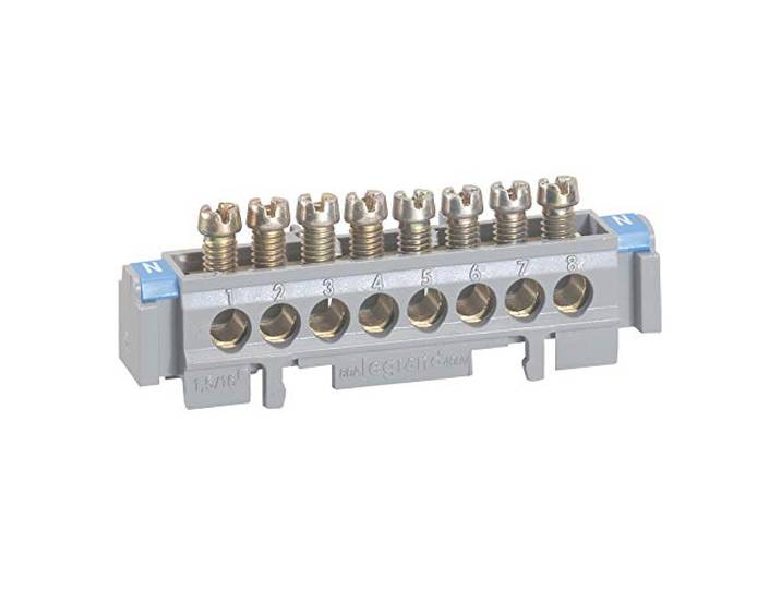 Legrand 004822 Bornier de Répartition nu sur Support 4 Connexions\, 1.5mm² à 16mm²\, 75mm Longueur\, Or/Gris