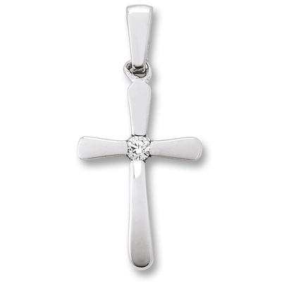 Kette mit Anhänger ONE ELEMENT "Zirkonia Kreuz Anhänger aus 925 Silber", silber, Halsketten, Damen, Silber 925 (Sterlingsilber), Symbolische Note – harmonisch gestaltet mit Liebe zum Detail