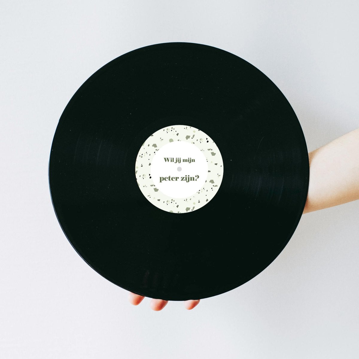 Vinylplaat met Green Terrazzo Design - Wil jij mijn peter zijn - Muziek cadeau