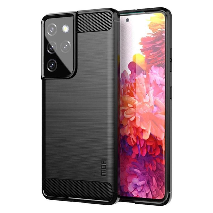 Cover-Discount Galaxy S21 Ultra - Metall Carbon Look Gummi Hülle schwarz (Samsung Galaxy S21 Ultra) (101232356A)